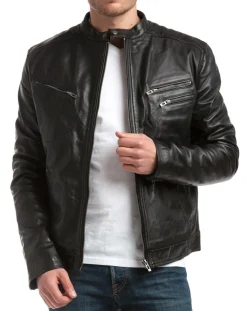 Homme Chyston Vestes, Blousons^Blouson en Cuir Alessandro noir