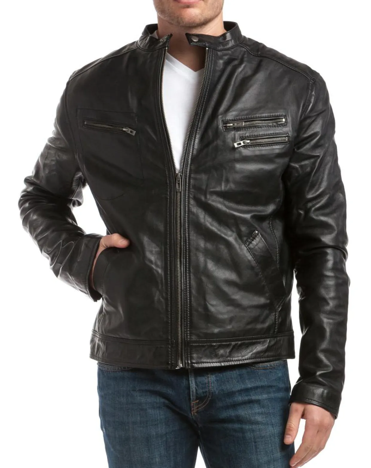 Homme Chyston Vestes, Blousons^Blouson en Cuir Alessandro noir