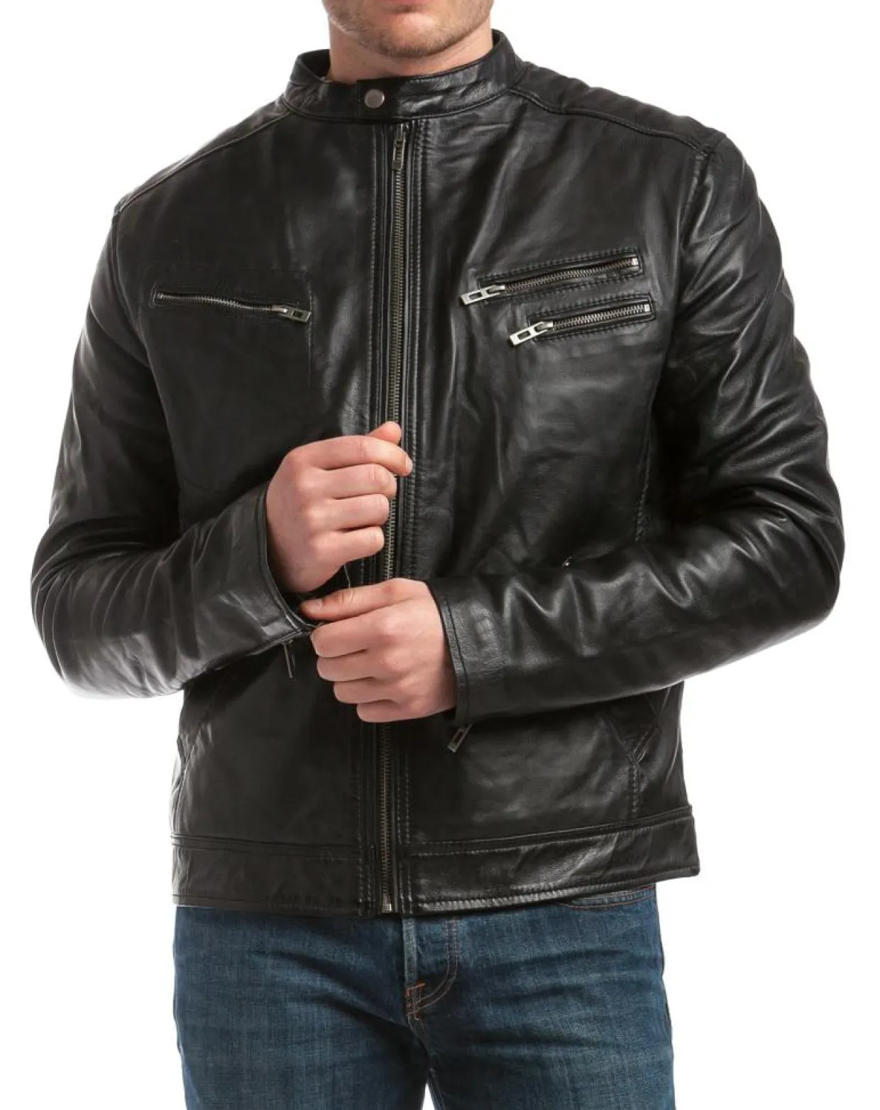 Homme Chyston Vestes, Blousons^Blouson en Cuir Alessandro noir