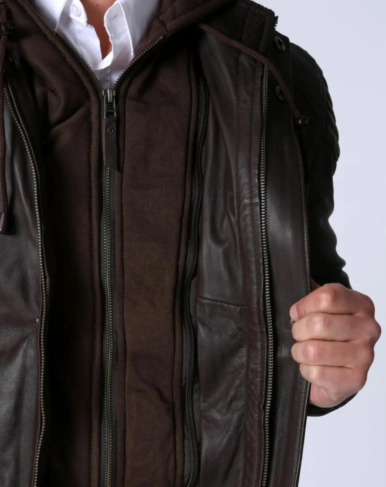 Blouson en Cuir Luigi marron-Chyston