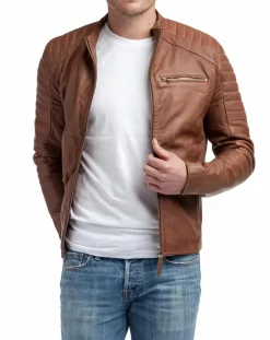 Blouson en Cuir Manuel cognac-Chyston Outlet
