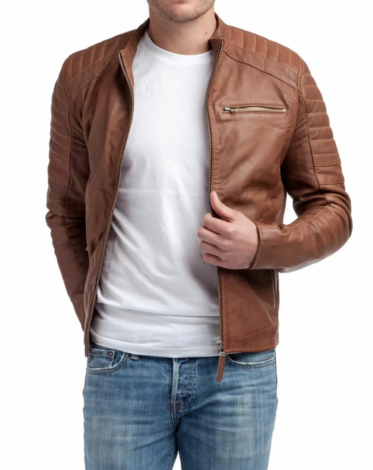 Blouson en Cuir Manuel cognac-Chyston Outlet