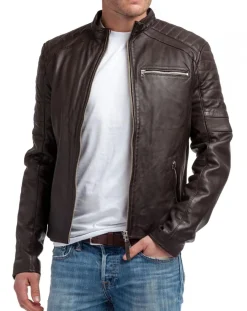 Homme Chyston Vestes, Blousons^Blouson en Cuir Manuel marron