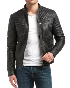 Blouson en Cuir Marcus noir vintage-Chyston Clearance