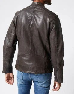 Homme Pepe Jeans Vestes, Blousons^Blouson en Cuir Motard gris foncé