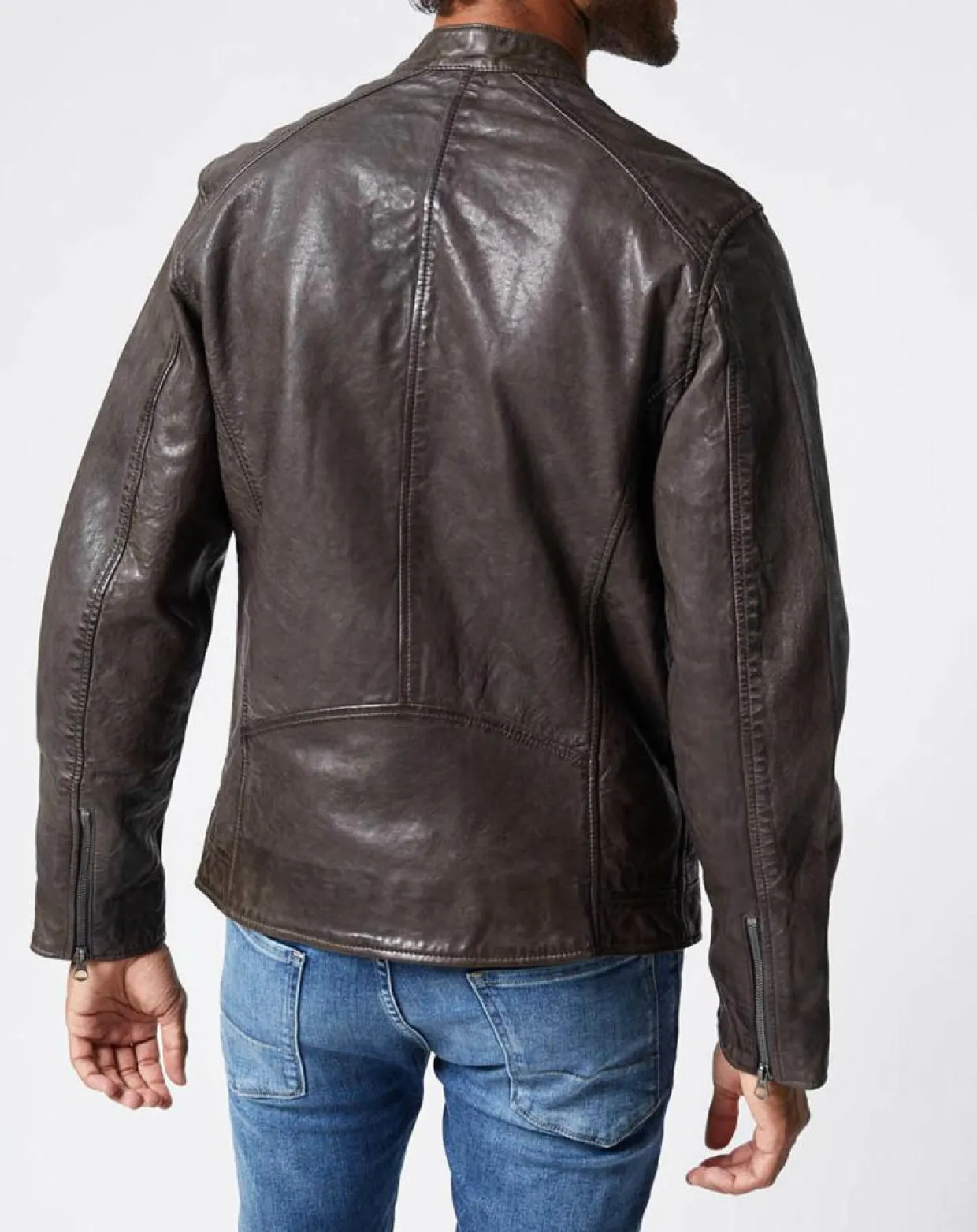 Homme Pepe Jeans Vestes, Blousons^Blouson en Cuir Motard gris foncé