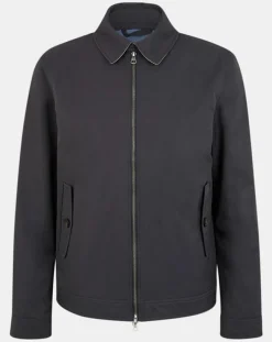 Blouson en toile uni bleu foncé-Hackett London Outlet