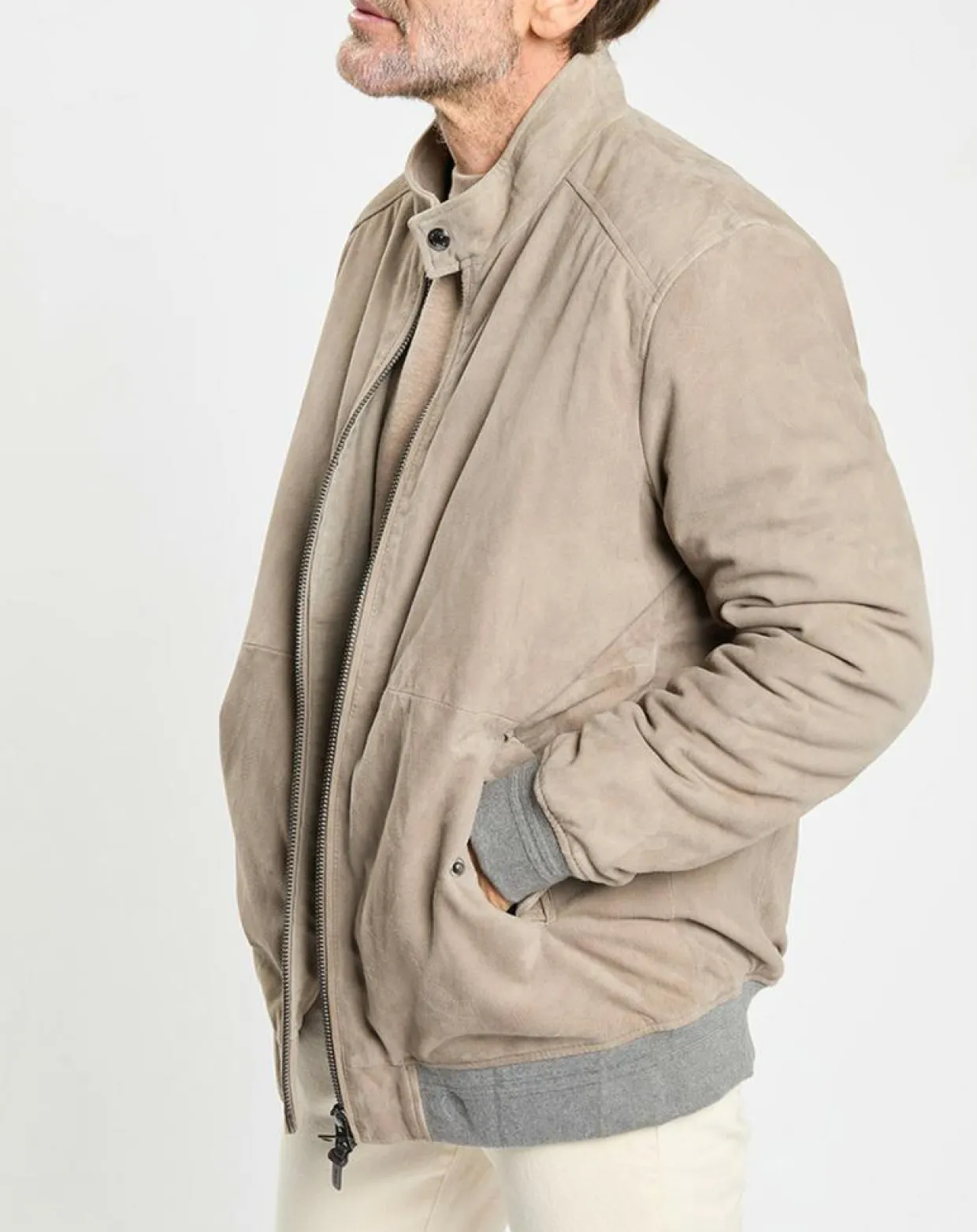 Blouson en Velours de Cuir beige-Hackett London Outlet