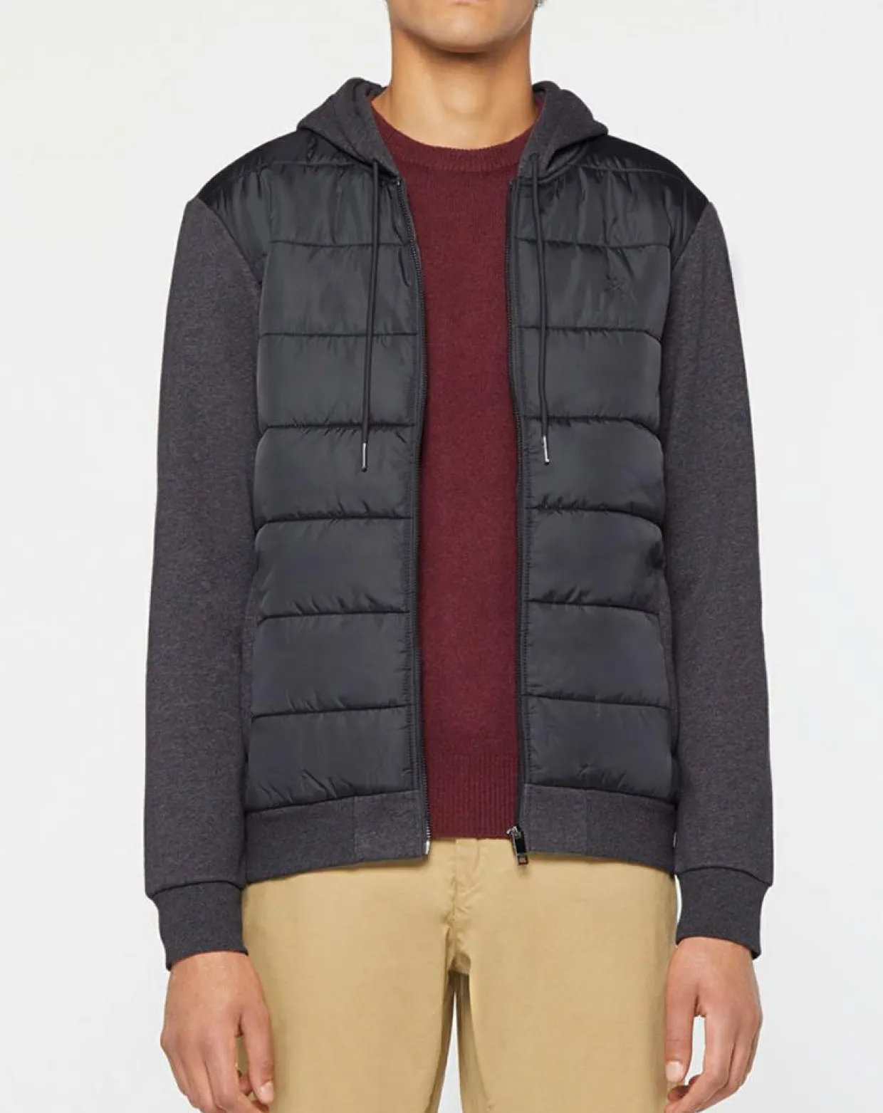 Blouson Hybride bi-matière Jersey gris-Hackett London Discount