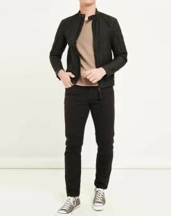 Homme Replay Vestes, Blousons^Blouson Motard Nylon noir