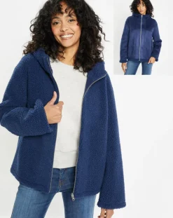 Femme Lou Andrea Vestes, Blousons^Blouson réversible en Fausse Fourrure Short Hood indigo