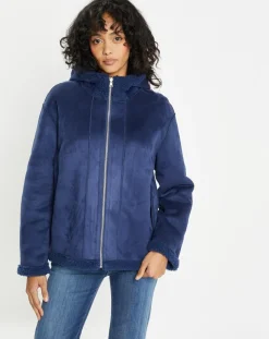 Femme Lou Andrea Vestes, Blousons^Blouson réversible en Fausse Fourrure Short Hood indigo
