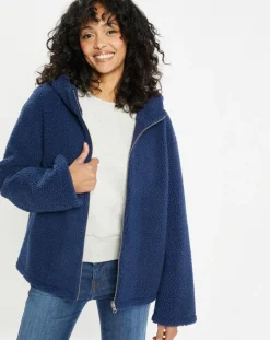 Femme Lou Andrea Vestes, Blousons^Blouson réversible en Fausse Fourrure Short Hood indigo