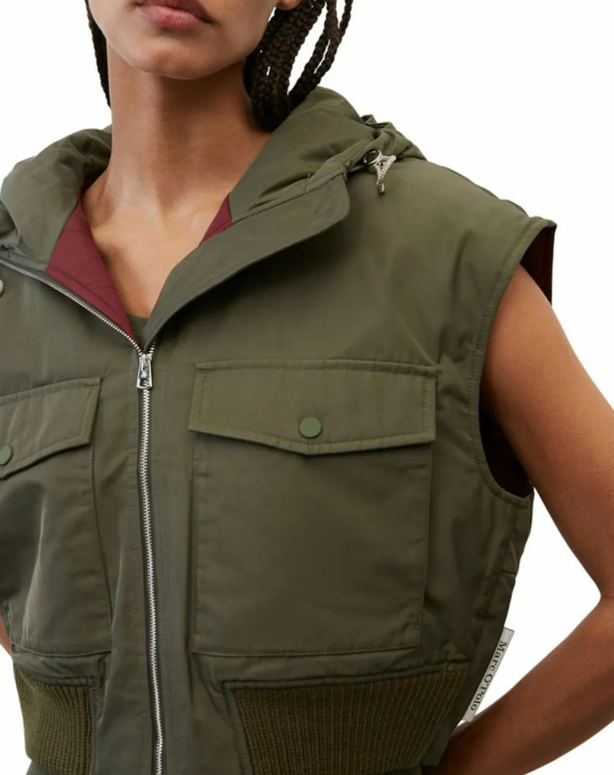 Blouson sans manches court à capuche kaki-Marc O'Polo Best