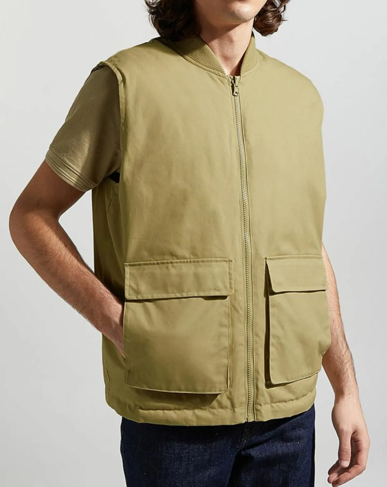 Blouson sans manches Pavest rev kaki clair-Galeries Lafayette New