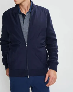 Homme Hackett London Vestes, Blousons^Bombers en Cachemire mélangé bimatière Nylon Tricot bleu marine