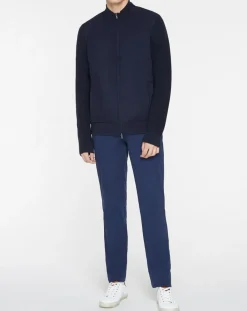 Homme Hackett London Vestes, Blousons^Bombers en Cachemire mélangé bimatière Nylon Tricot bleu marine
