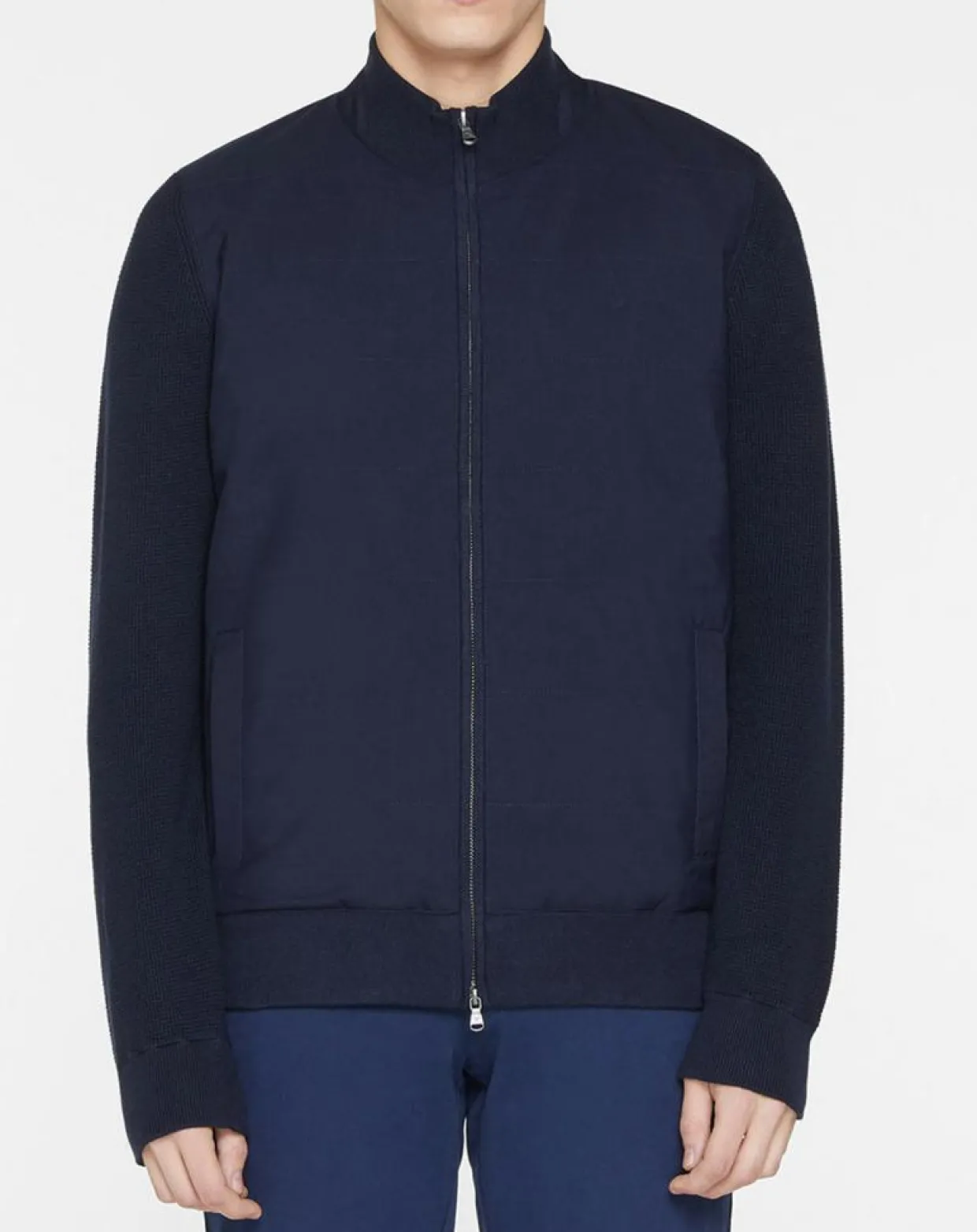 Homme Hackett London Vestes, Blousons^Bombers en Cachemire mélangé bimatière Nylon Tricot bleu marine