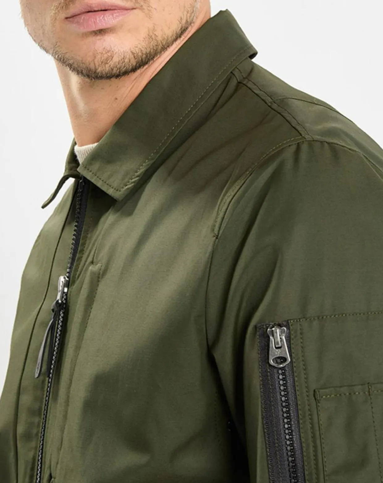 Homme Marc O'Polo Vestes, Blousons^Bombers en coton & nylon kaki