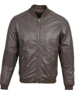 Homme Blue Wellford Vestes, Blousons^Bombers en Cuir Blois marron