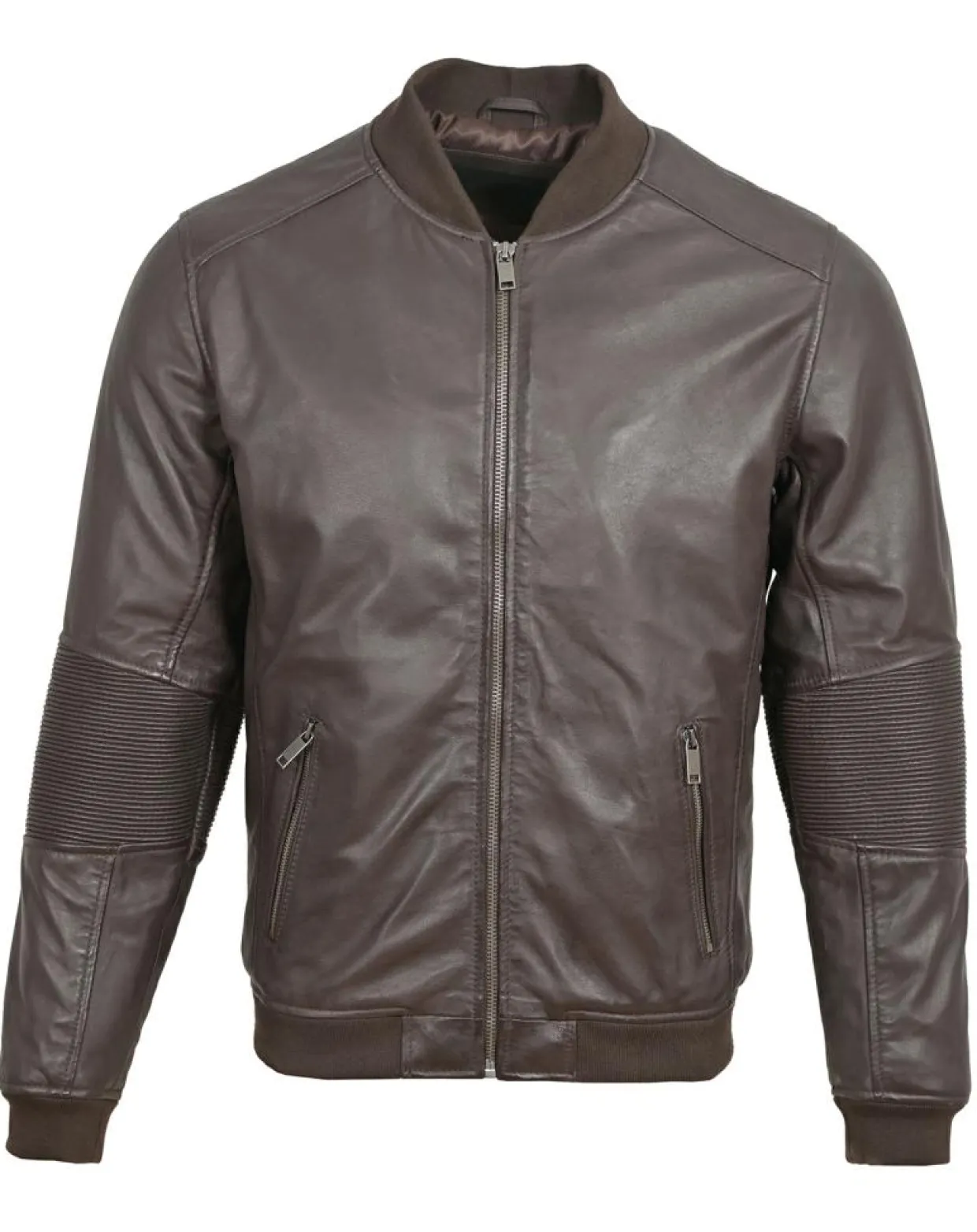 Homme Blue Wellford Vestes, Blousons^Bombers en Cuir Blois marron