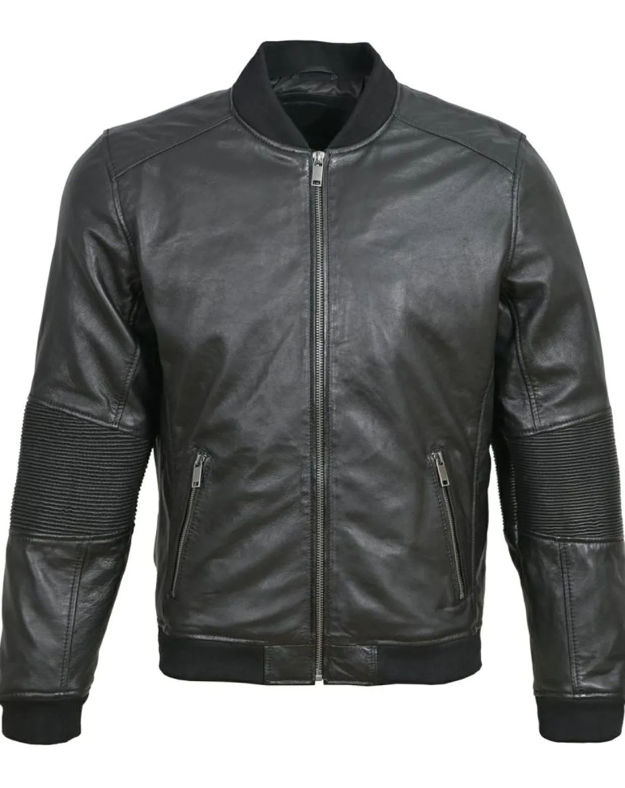 Homme Blue Wellford Vestes, Blousons^Bombers en Cuir Blois noir