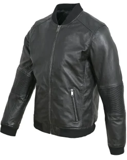 Homme Blue Wellford Vestes, Blousons^Bombers en Cuir Blois noir