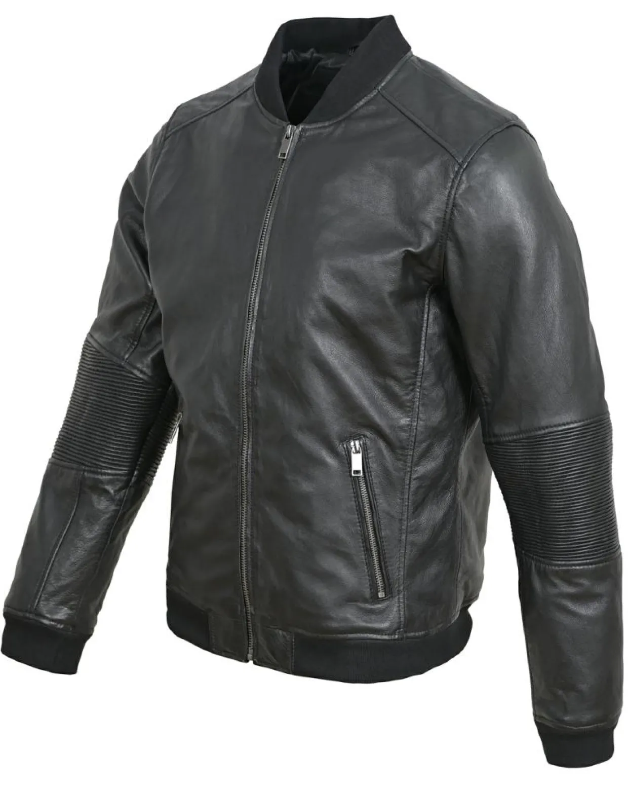 Homme Blue Wellford Vestes, Blousons^Bombers en Cuir Blois noir
