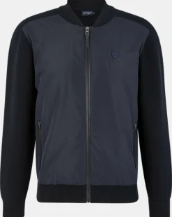 Bombers en nylon & maille bleu nuit-Hackett London Outlet