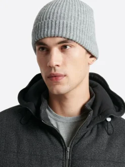 Bonnet uni en viscose mélangée gris chiné clair-Devred Hot