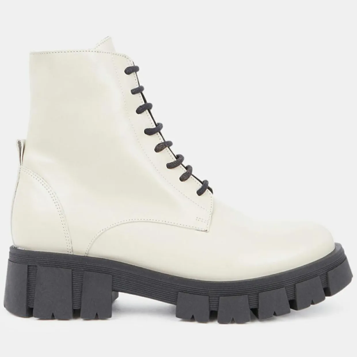 Femme Galeries Lafayette Bottines^Boots à lacets semelle épaisse beiges - Talon 4,5 cm
