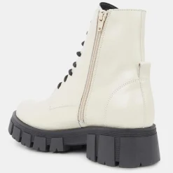 Femme Galeries Lafayette Bottines^Boots à lacets semelle épaisse beiges - Talon 4,5 cm