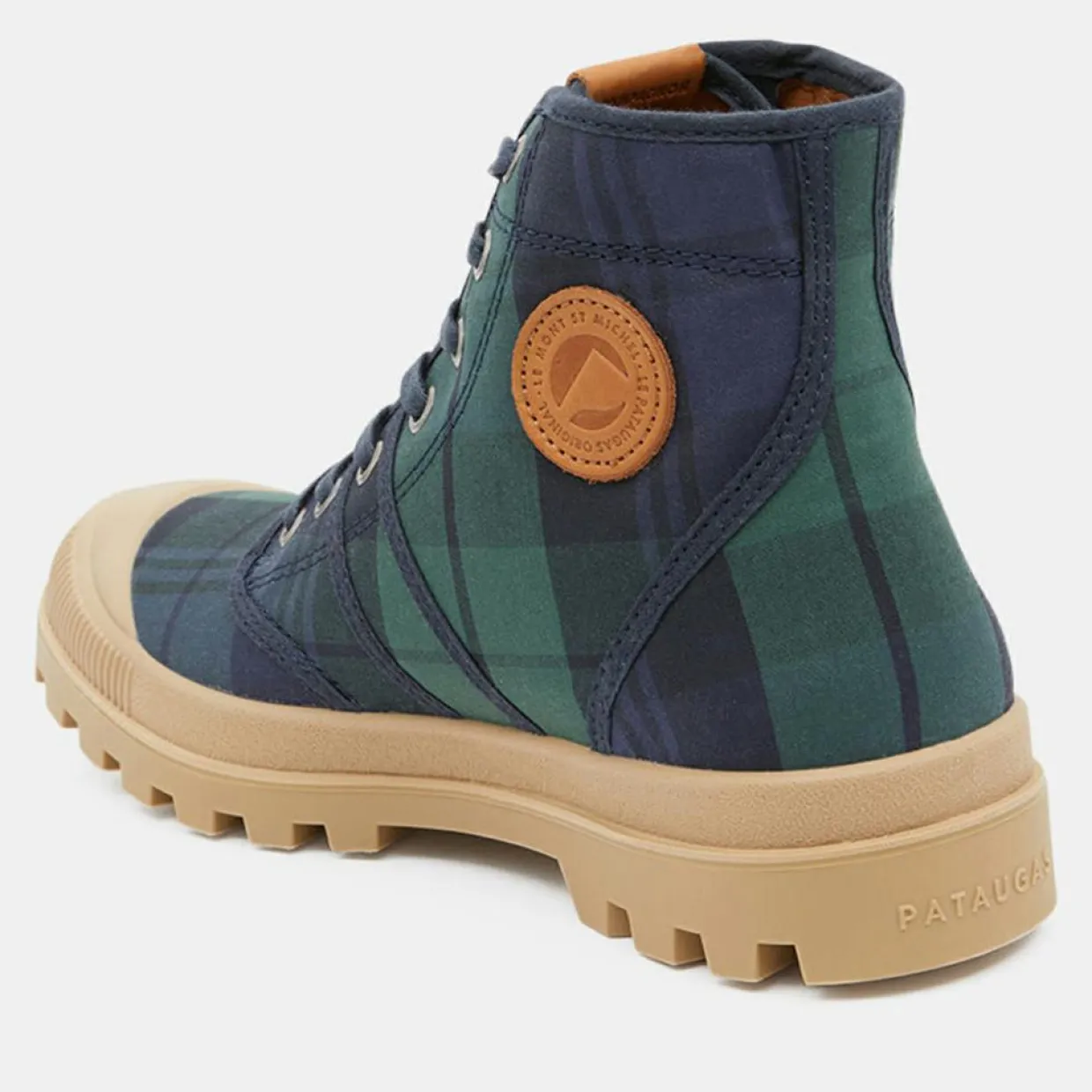 Boots Authentiques en Toile de Coton motif tartan bleu/vert-Pataugas Hot