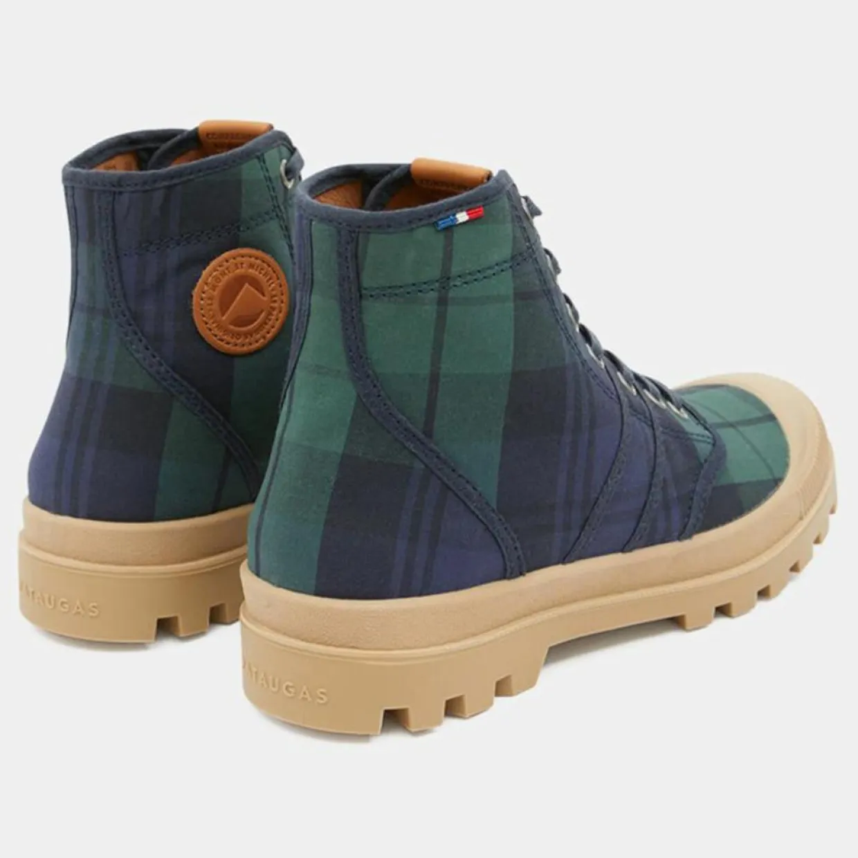 Boots Authentiques en Toile de Coton motif tartan bleu/vert-Pataugas Hot