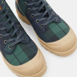 Boots Authentiques en Toile de Coton motif tartan bleu/vert-Pataugas Hot