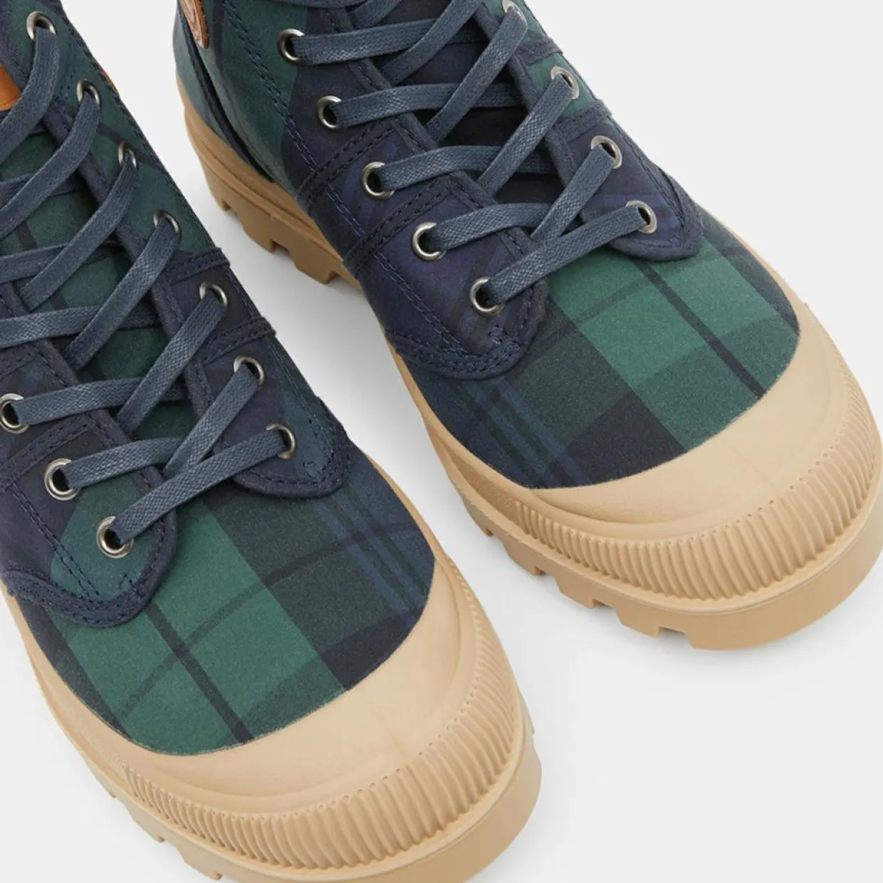 Boots Authentiques en Toile de Coton motif tartan bleu/vert-Pataugas Hot