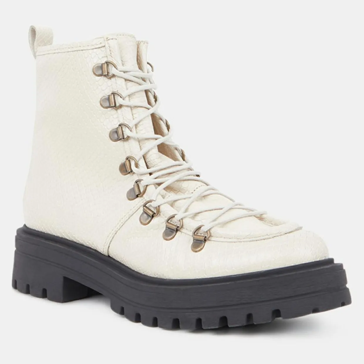 Femme Galeries Lafayette Bottines^Boots de montagne à lacets Python beiges - Talon 4,5 cm