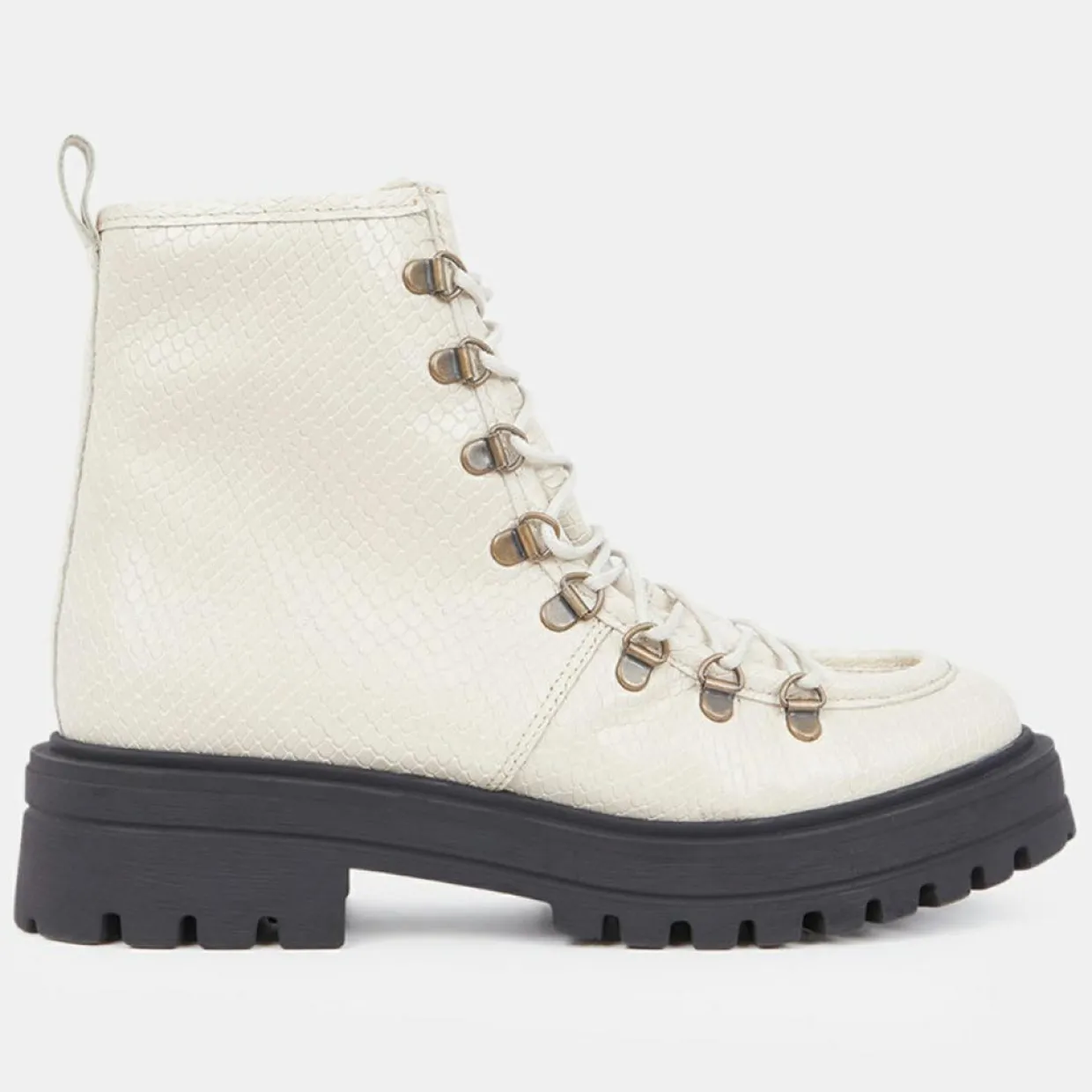 Femme Galeries Lafayette Bottines^Boots de montagne à lacets Python beiges - Talon 4,5 cm