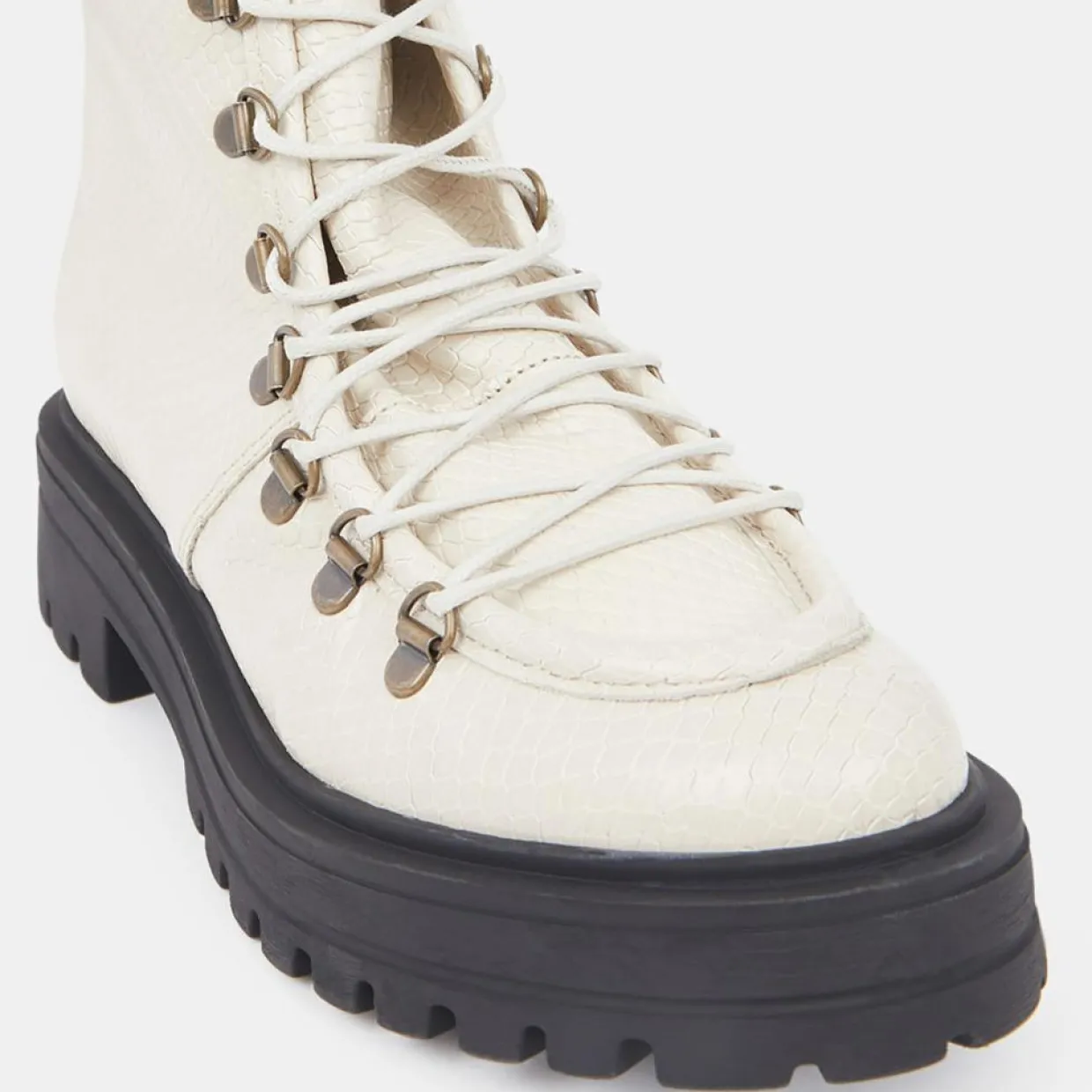 Femme Galeries Lafayette Bottines^Boots de montagne à lacets Python beiges - Talon 4,5 cm