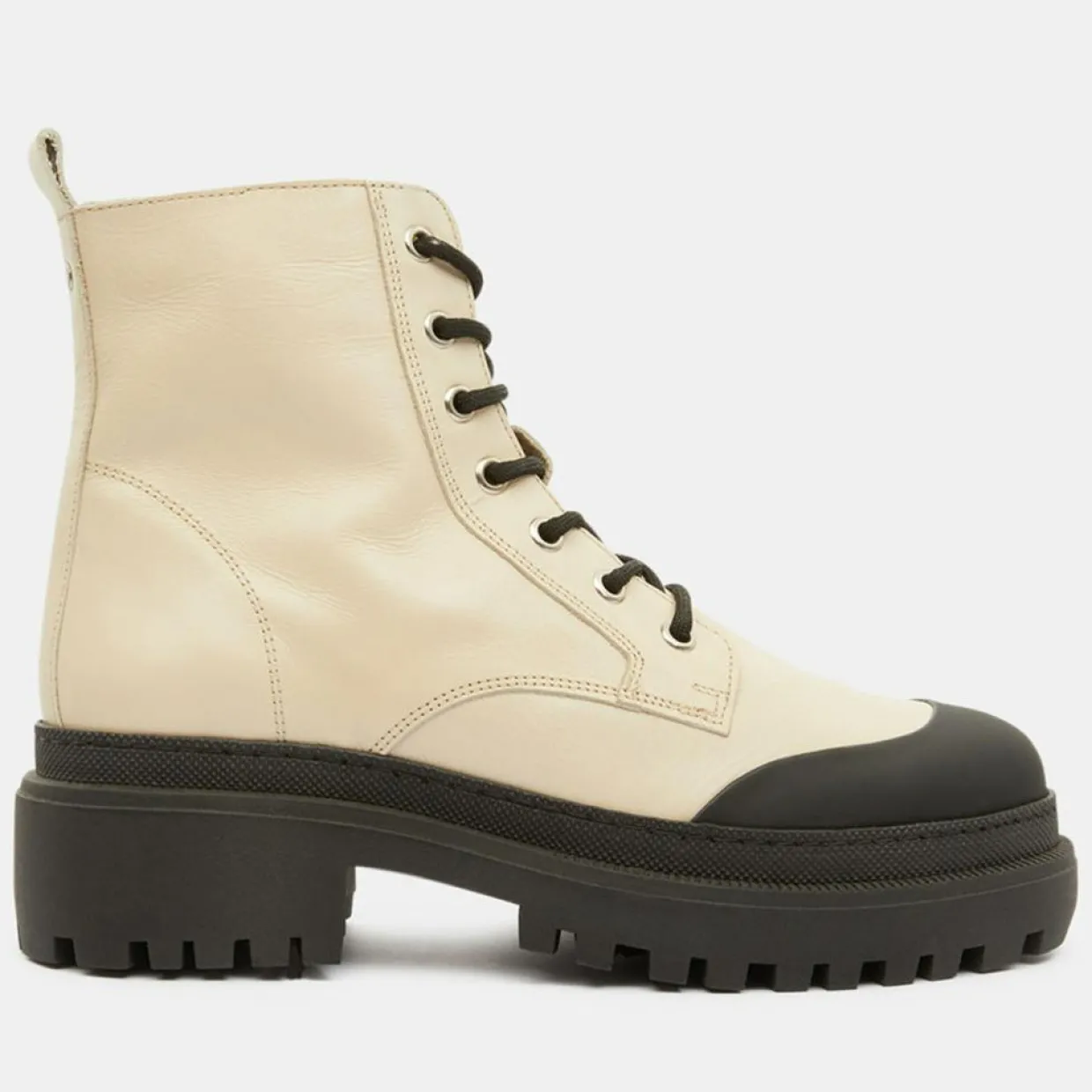 Boots en Cuir à lacets contrastées beiges - Talon 4,5 cm-Galeries Lafayette Online