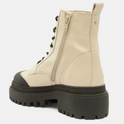 Boots en Cuir à lacets contrastées beiges - Talon 4,5 cm-Galeries Lafayette Online