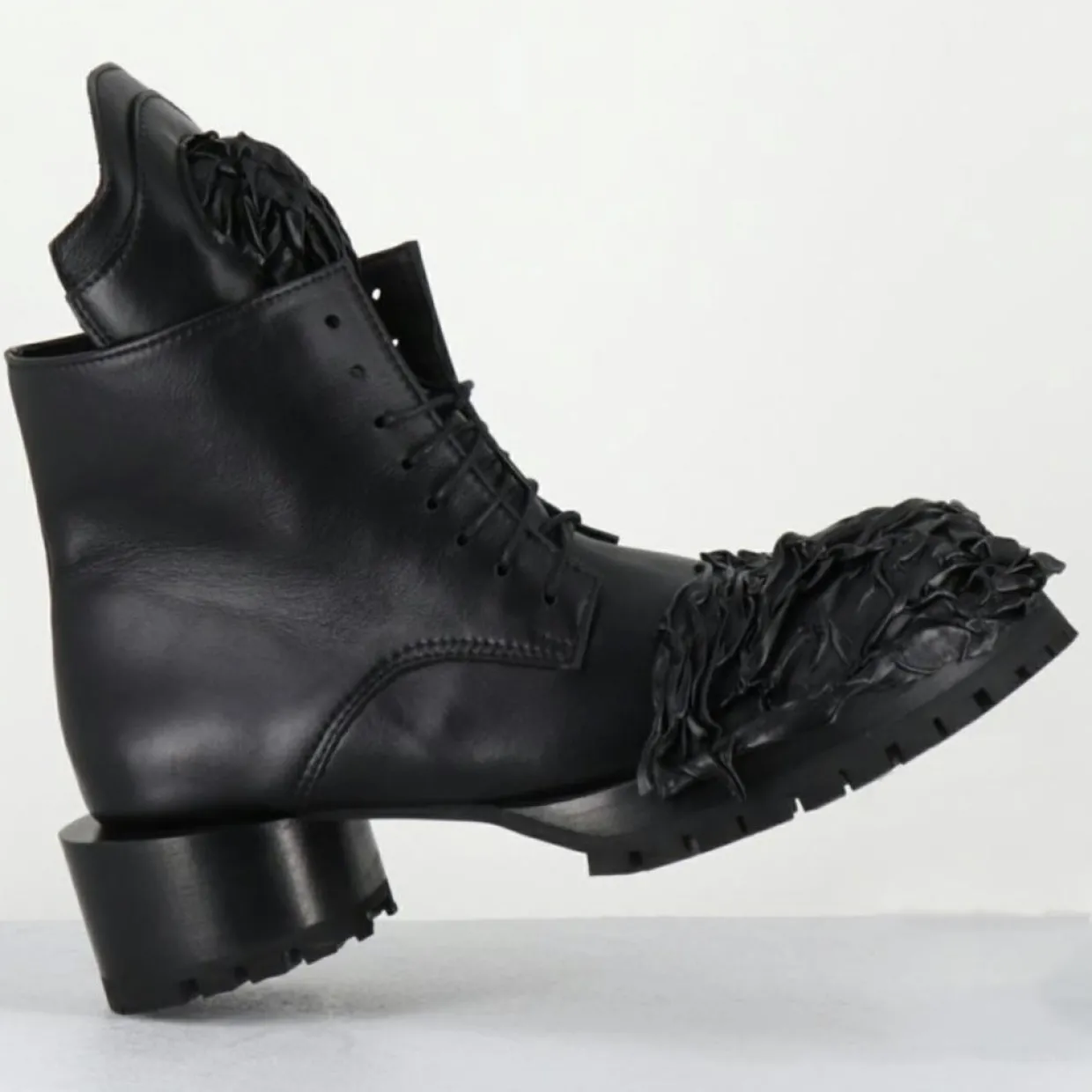 Boots en Cuir lava noires-SDM New