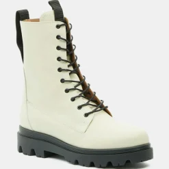 Boots en Cuir Lovi écrues-Flattered