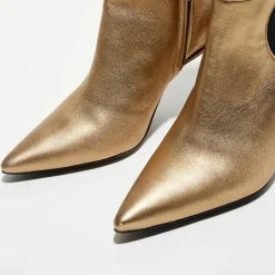 Femme Free Lance Bottines^Boots en Cuir Lune dorées - Talon 8.5 cm