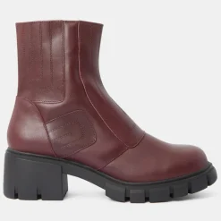 Boots en Cuir matelassées rouge bordeaux - Talon 5,5 cm-Galeries Lafayette Clearance