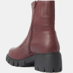 Boots en Cuir matelassées rouge bordeaux - Talon 5,5 cm-Galeries Lafayette Clearance