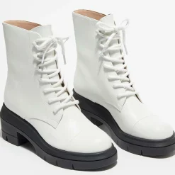 Femme Stuart Weitzman Bottines^Boots en Cuir Nisha blanches - Talon 7,5 cm