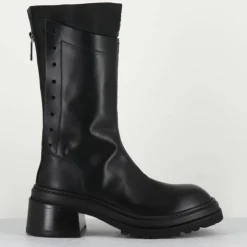 Boots en Cuir noires - Talon 5 cm-Lemargo Discount