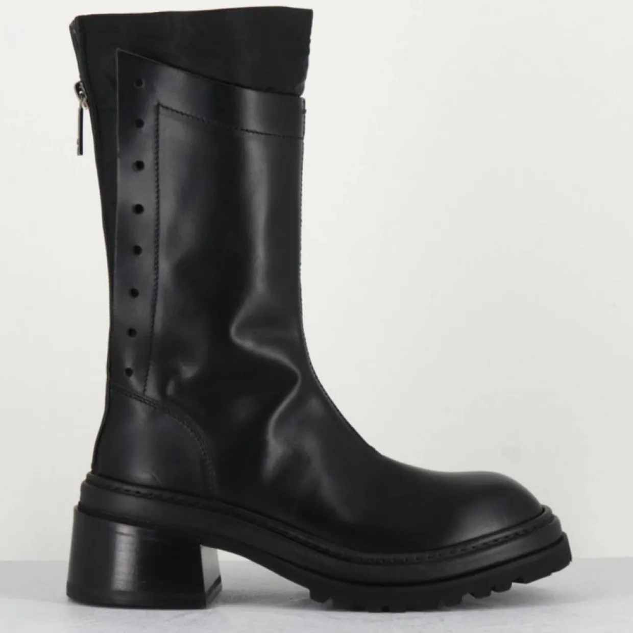 Boots en Cuir noires - Talon 5 cm-Lemargo Discount