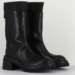 Boots en Cuir noires - Talon 5 cm-Lemargo Discount